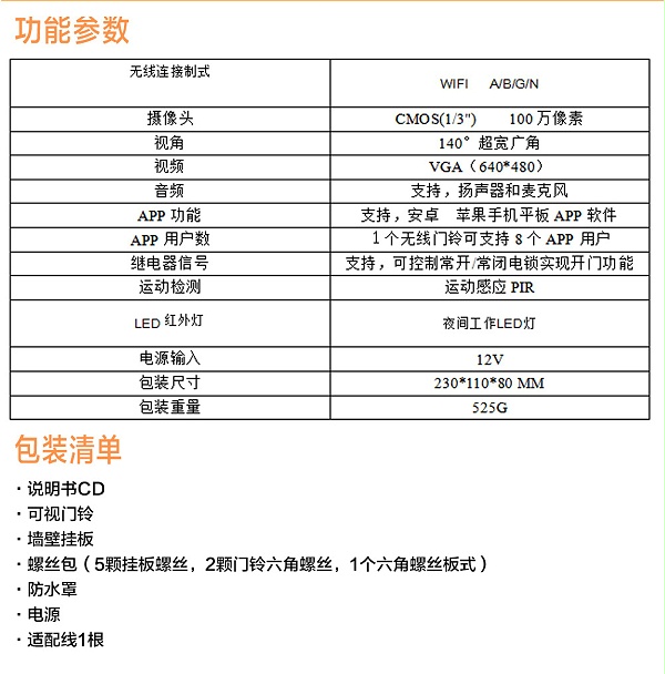 無線可視門鈴